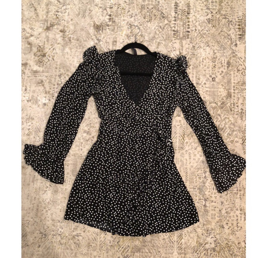 Black and white polka dot romper